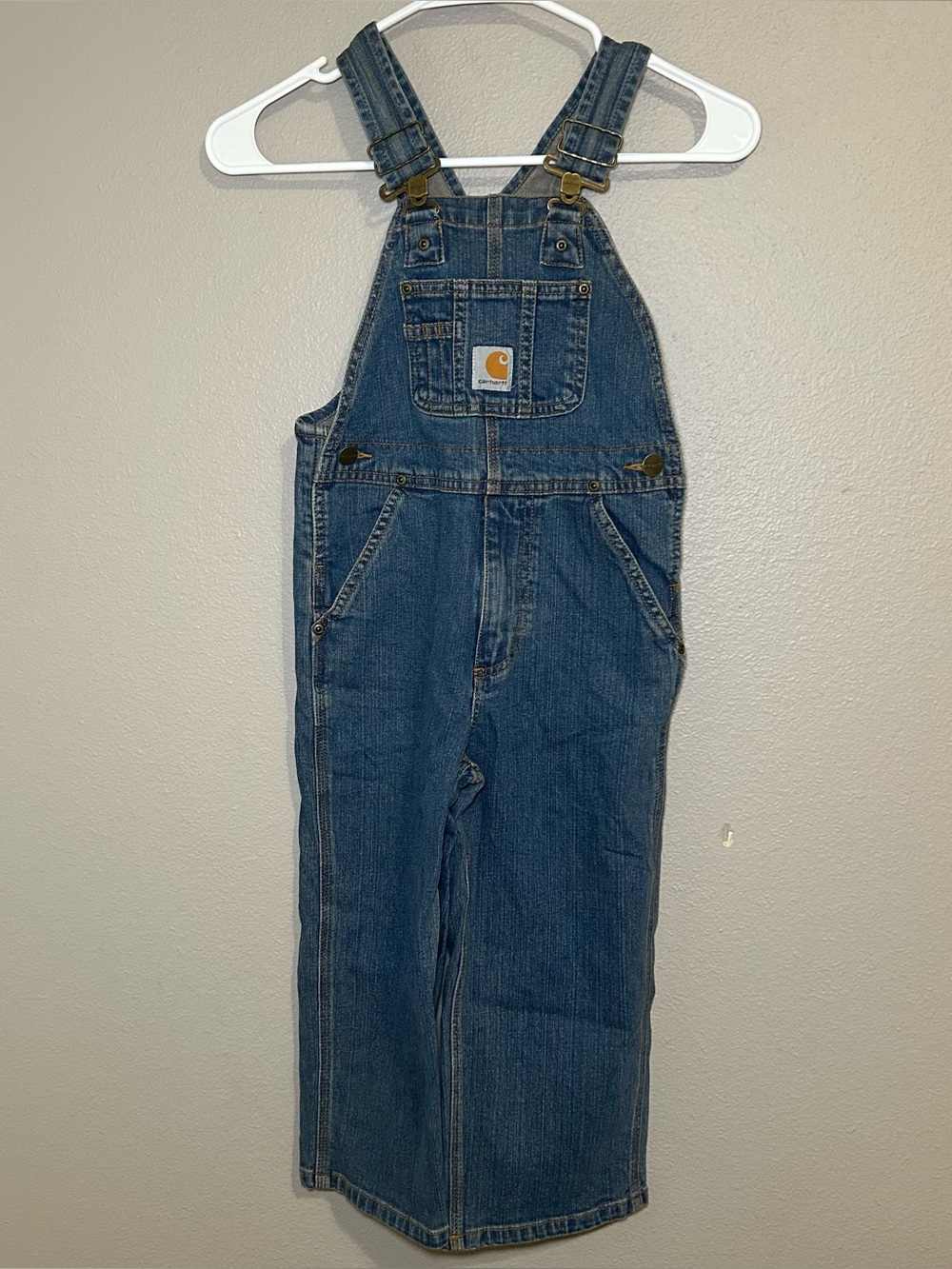 Carhartt Blue Cotton Blend Denim Overalls Boy’s Size XS 4